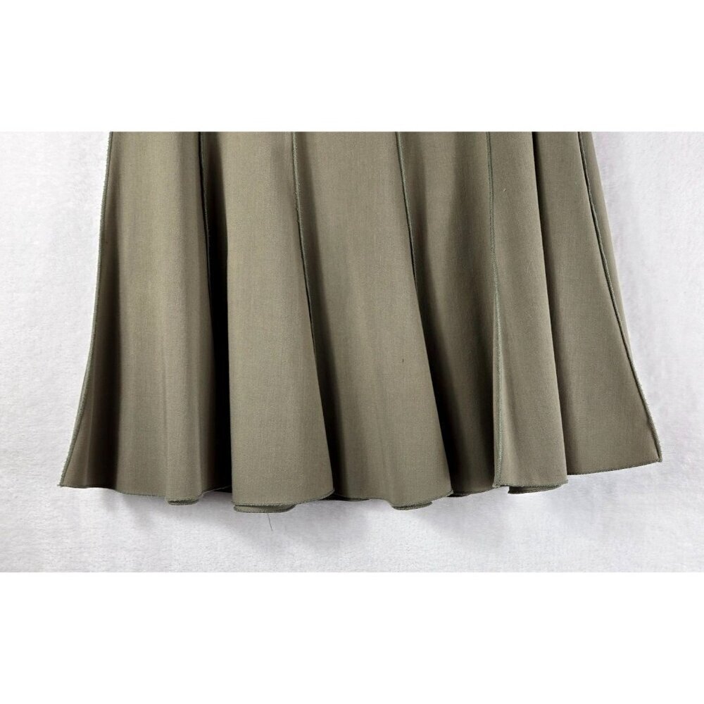 Fluted Vintage Midi Skirt Khaki Sz 10 by Maakif Classic Career Wear Office Twirl - Picture 5 of 15